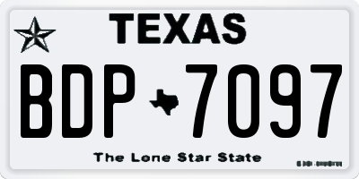TX license plate BDP7097