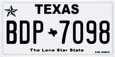 TX license plate BDP7098