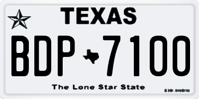 TX license plate BDP7100