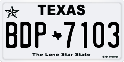TX license plate BDP7103