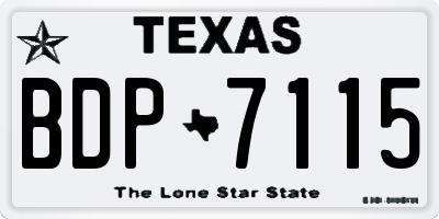 TX license plate BDP7115