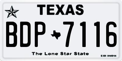 TX license plate BDP7116