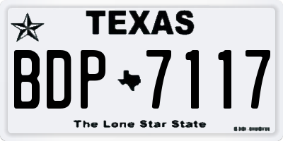 TX license plate BDP7117