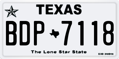 TX license plate BDP7118