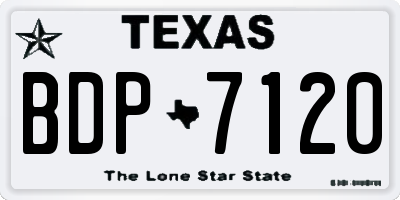 TX license plate BDP7120