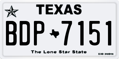 TX license plate BDP7151