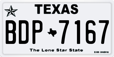 TX license plate BDP7167