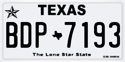 TX license plate BDP7193