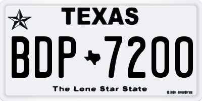TX license plate BDP7200