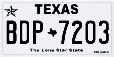 TX license plate BDP7203