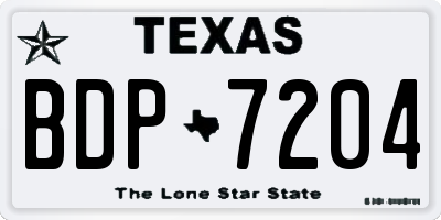 TX license plate BDP7204
