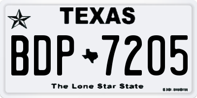 TX license plate BDP7205