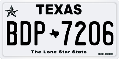 TX license plate BDP7206