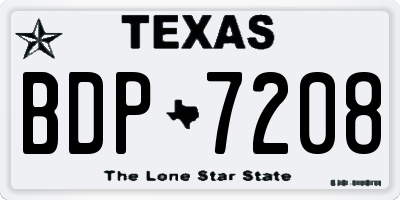 TX license plate BDP7208