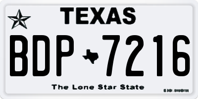 TX license plate BDP7216