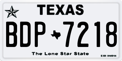 TX license plate BDP7218