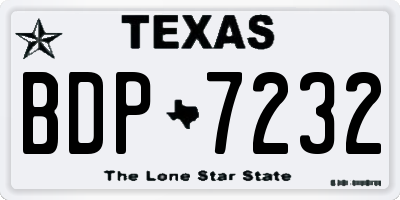 TX license plate BDP7232