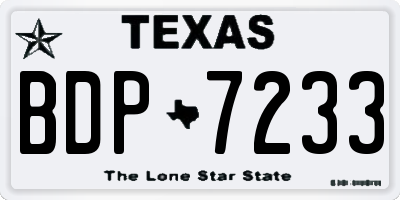 TX license plate BDP7233