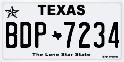 TX license plate BDP7234
