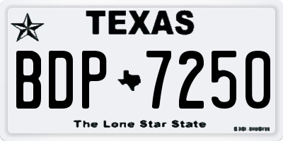 TX license plate BDP7250