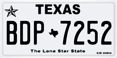 TX license plate BDP7252