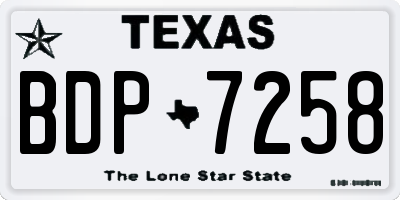 TX license plate BDP7258