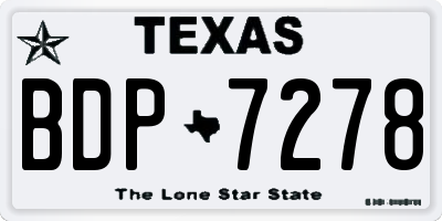TX license plate BDP7278