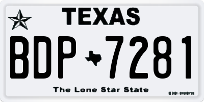 TX license plate BDP7281