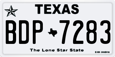 TX license plate BDP7283