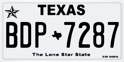 TX license plate BDP7287
