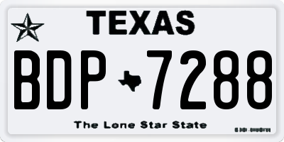 TX license plate BDP7288