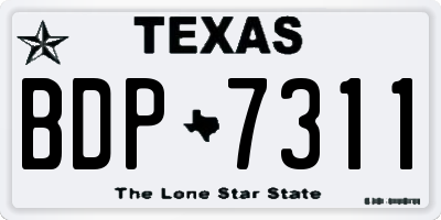 TX license plate BDP7311
