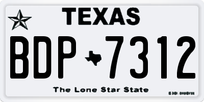 TX license plate BDP7312