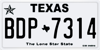 TX license plate BDP7314