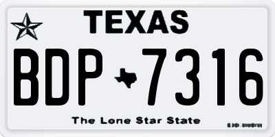TX license plate BDP7316