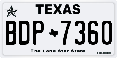 TX license plate BDP7360