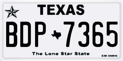 TX license plate BDP7365