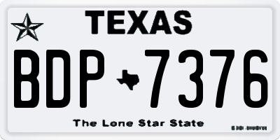 TX license plate BDP7376