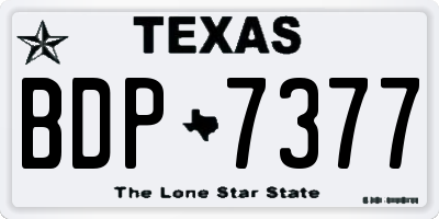 TX license plate BDP7377