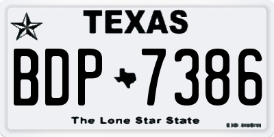 TX license plate BDP7386