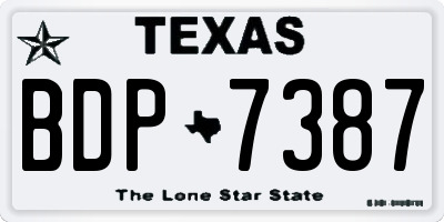 TX license plate BDP7387