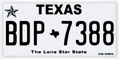 TX license plate BDP7388