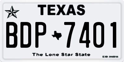 TX license plate BDP7401