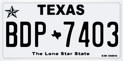 TX license plate BDP7403