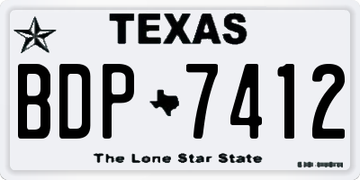 TX license plate BDP7412