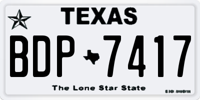 TX license plate BDP7417