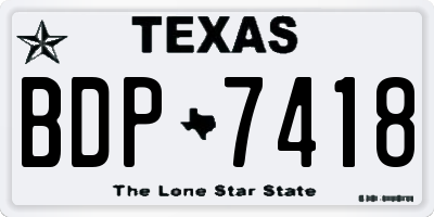 TX license plate BDP7418