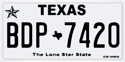 TX license plate BDP7420