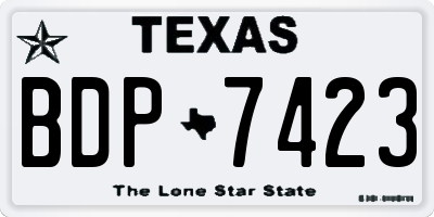 TX license plate BDP7423