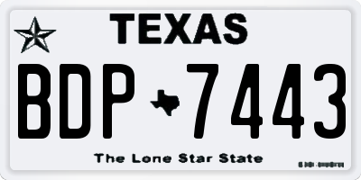 TX license plate BDP7443